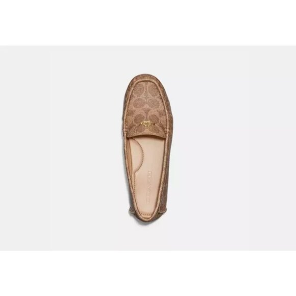 Coach Marley Loafer Women’s Tan Coated Canvas Slip-On Logo Comfort Flat Casual - Picture 3 of 4
